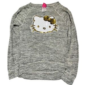 Hello Kitty Sanrio Girls Light Grey Sweater with Sequins Size XL (14/16)